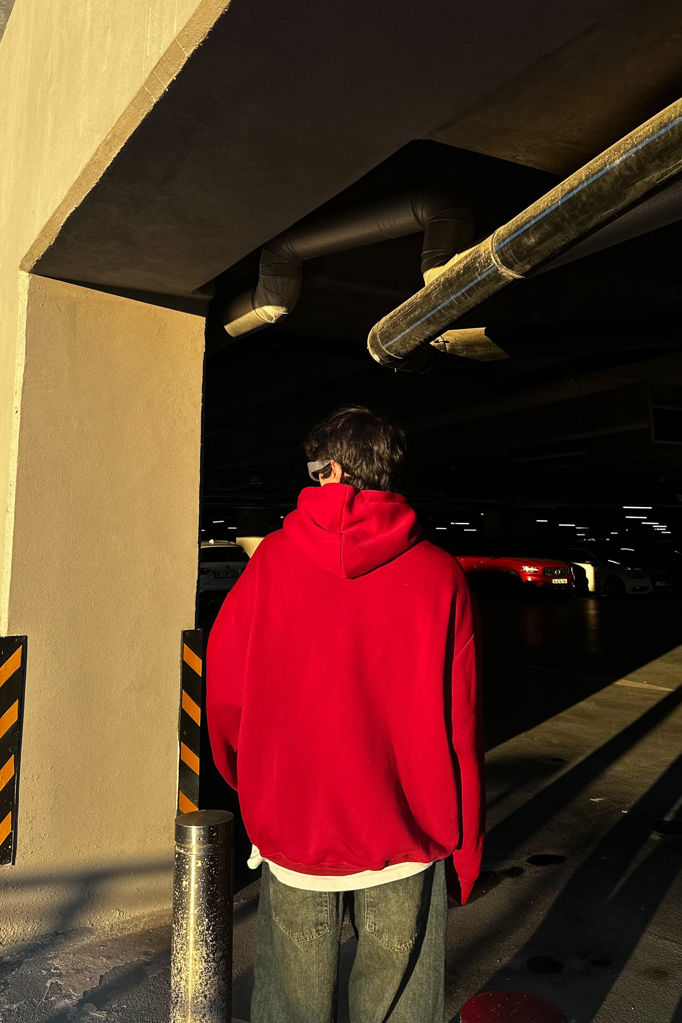 Baskılı 90's Oversize Bordo Hoodie