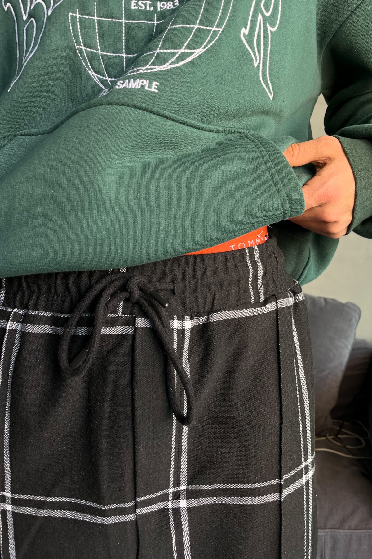 Ekose Desen Baggy Pijama Altı