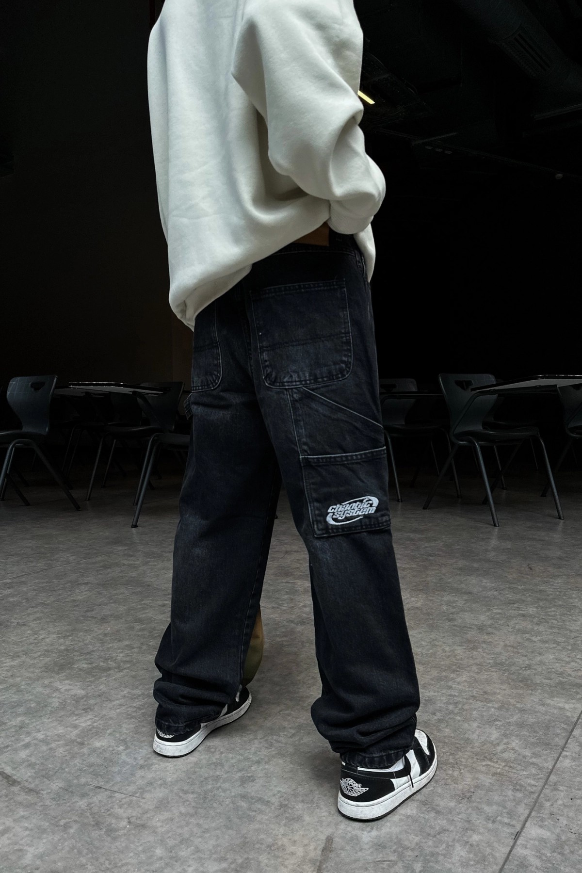 Chaotic System Siyah Baggy Pantolon