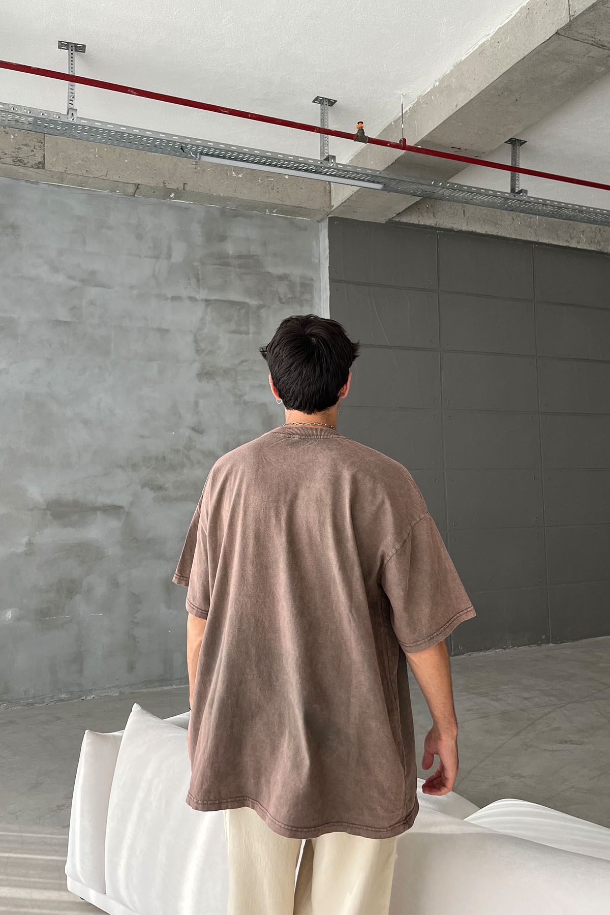 Monster Trucks Baskılı Oversize Kahve T-Shirt