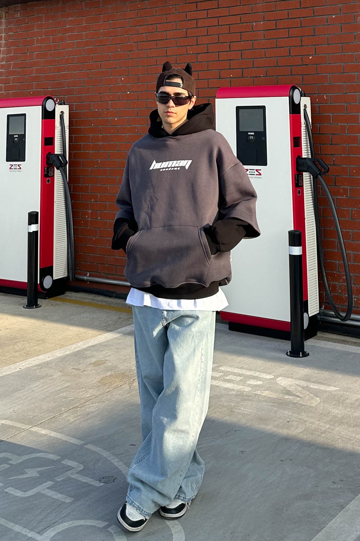 Human Academy Füme Oversize Sweatshirt