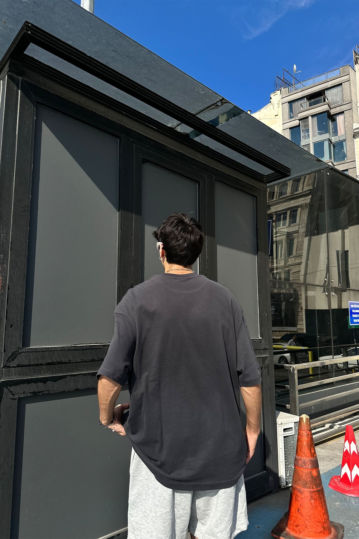 Trasher Baskılı Antrasit Tişört