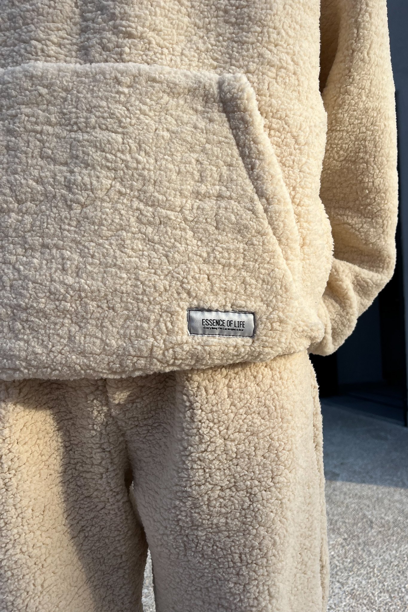 Oversize Fleece Bej Takım