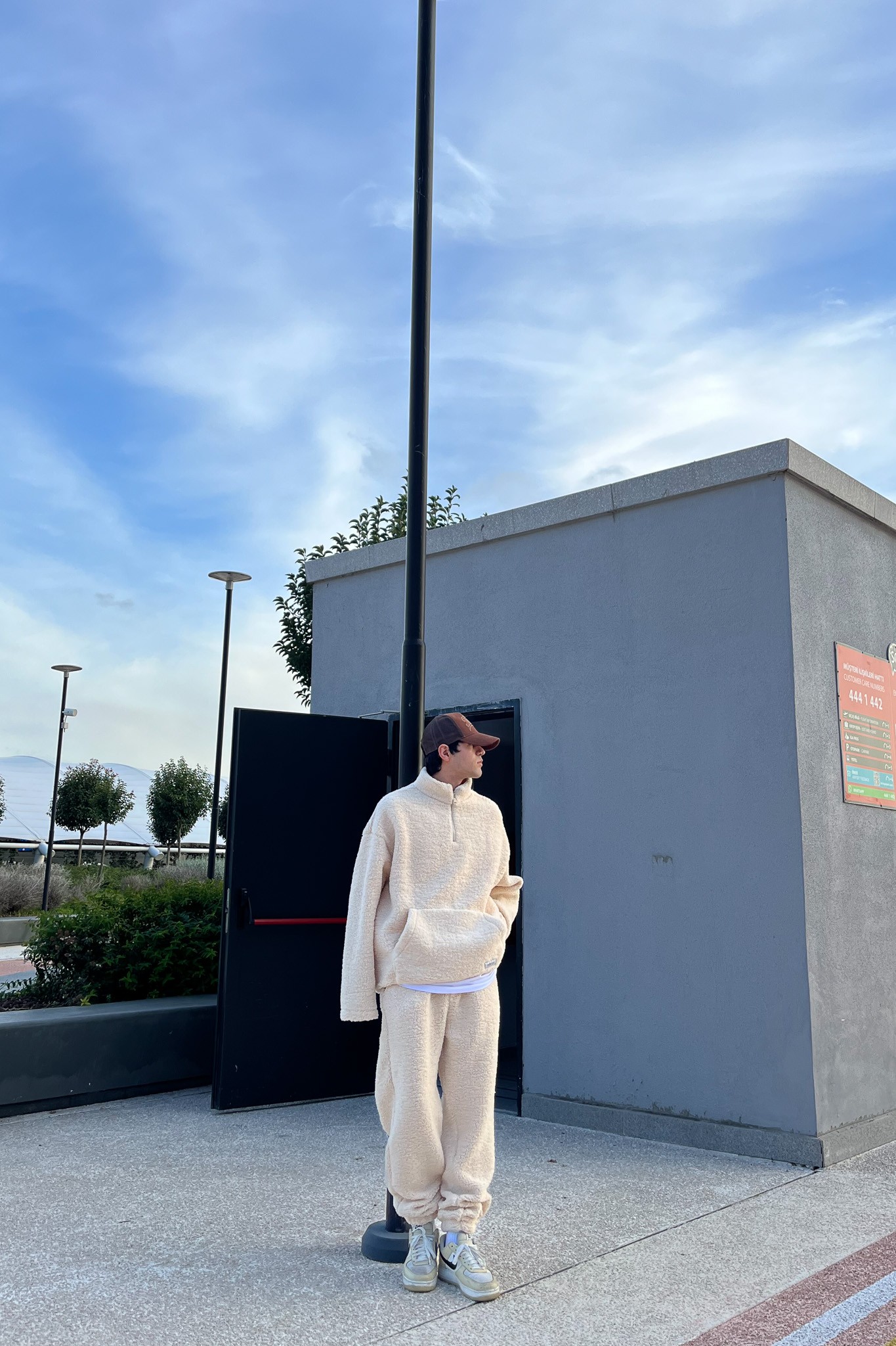 Oversize Fleece Bej Takım