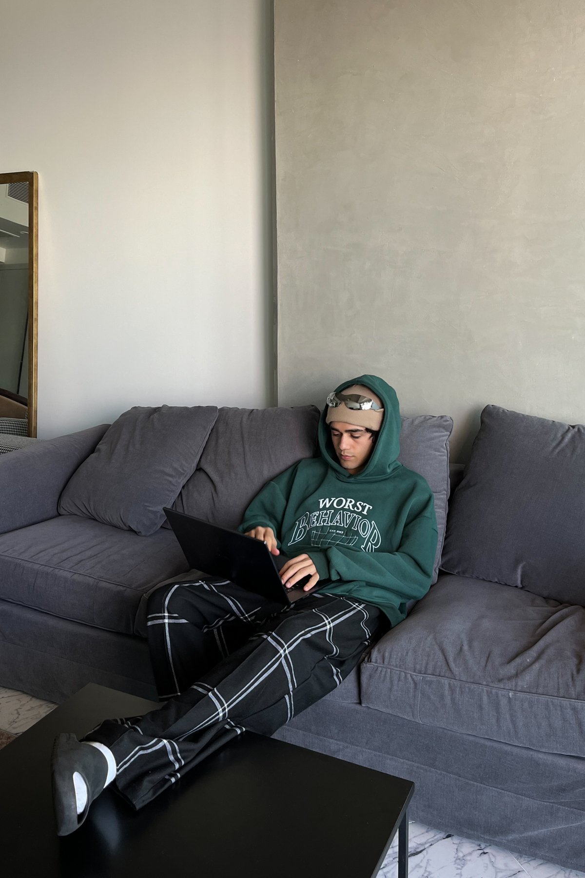 Ekose Desen Baggy Pijama Altı