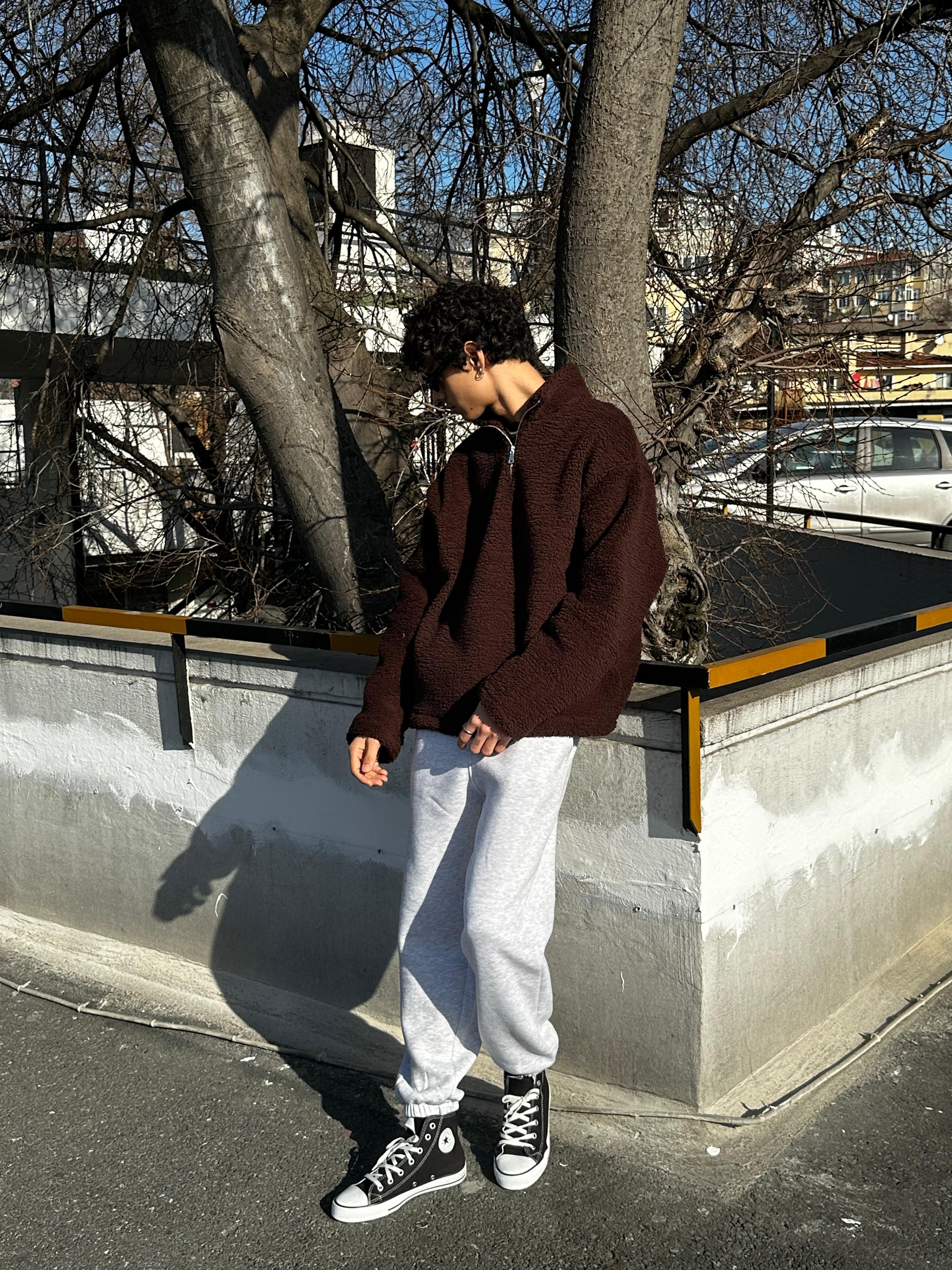 Fermuarlı Peluş Sweat