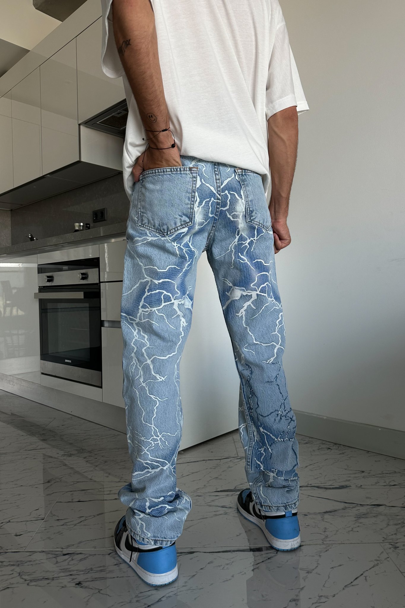 Yıldırım Baskılı Baggy Jean Pantolon