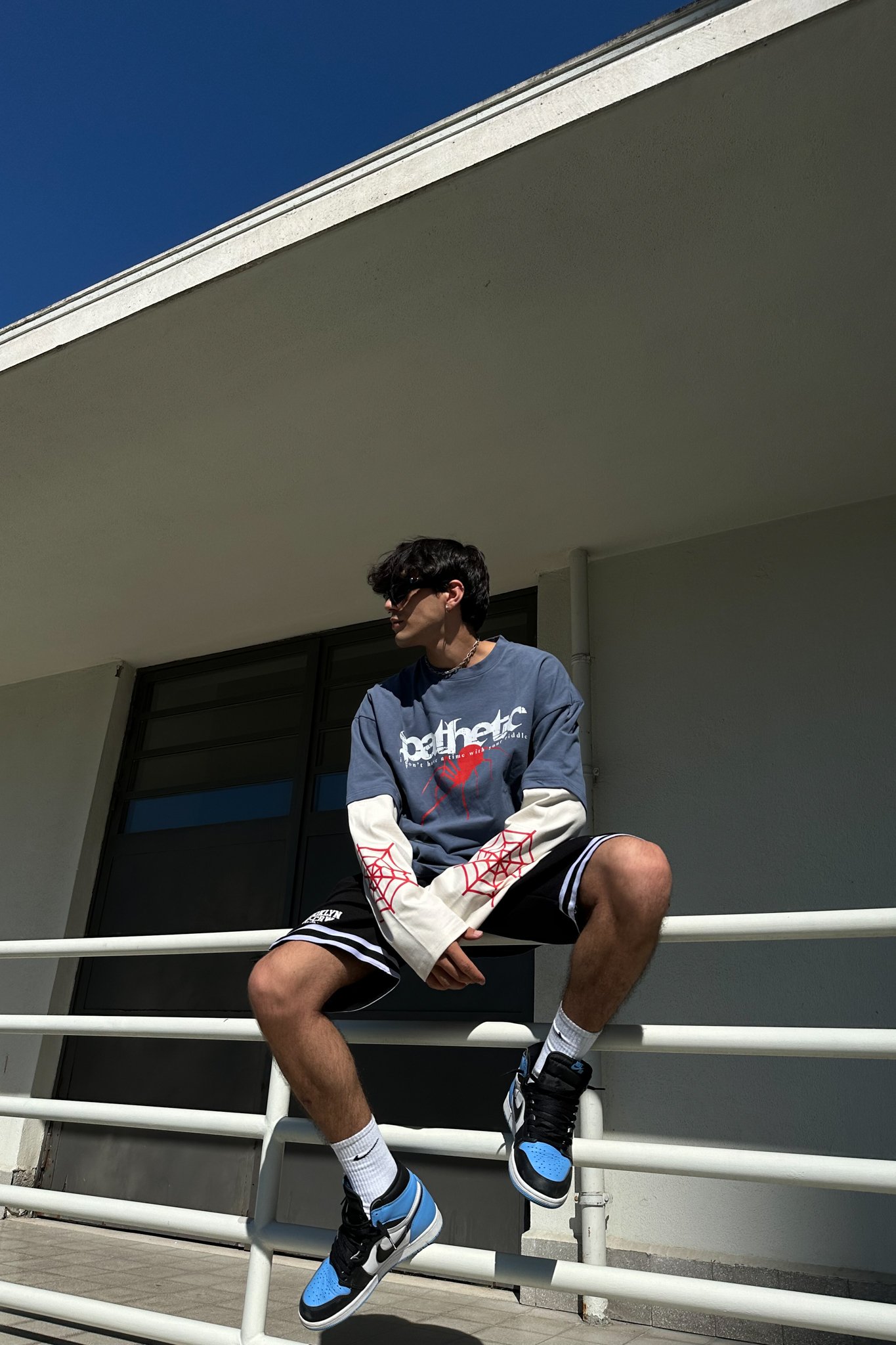 Örümcek Baskılı Lacivert Longsleeve