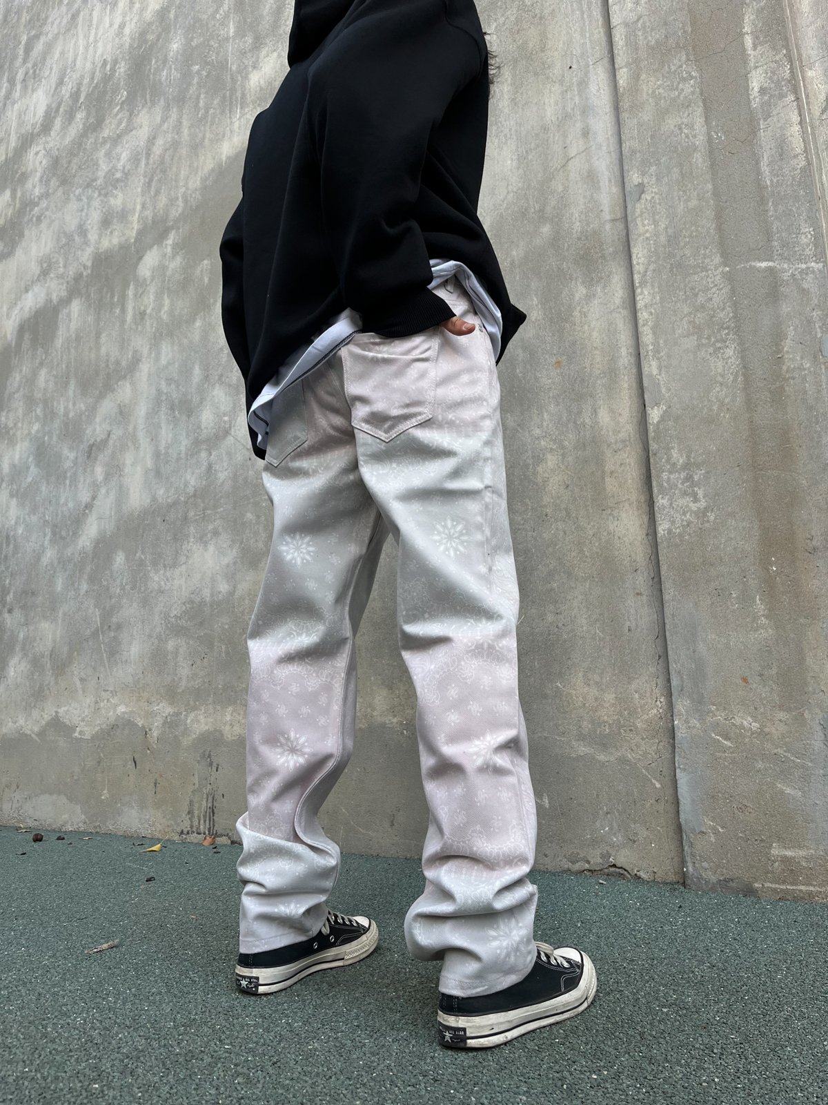 Etnik Desen Açık Kahve Baggy Pantolon