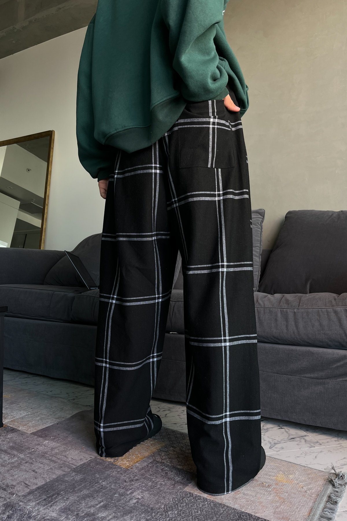 Ekose Desen Baggy Pijama Altı