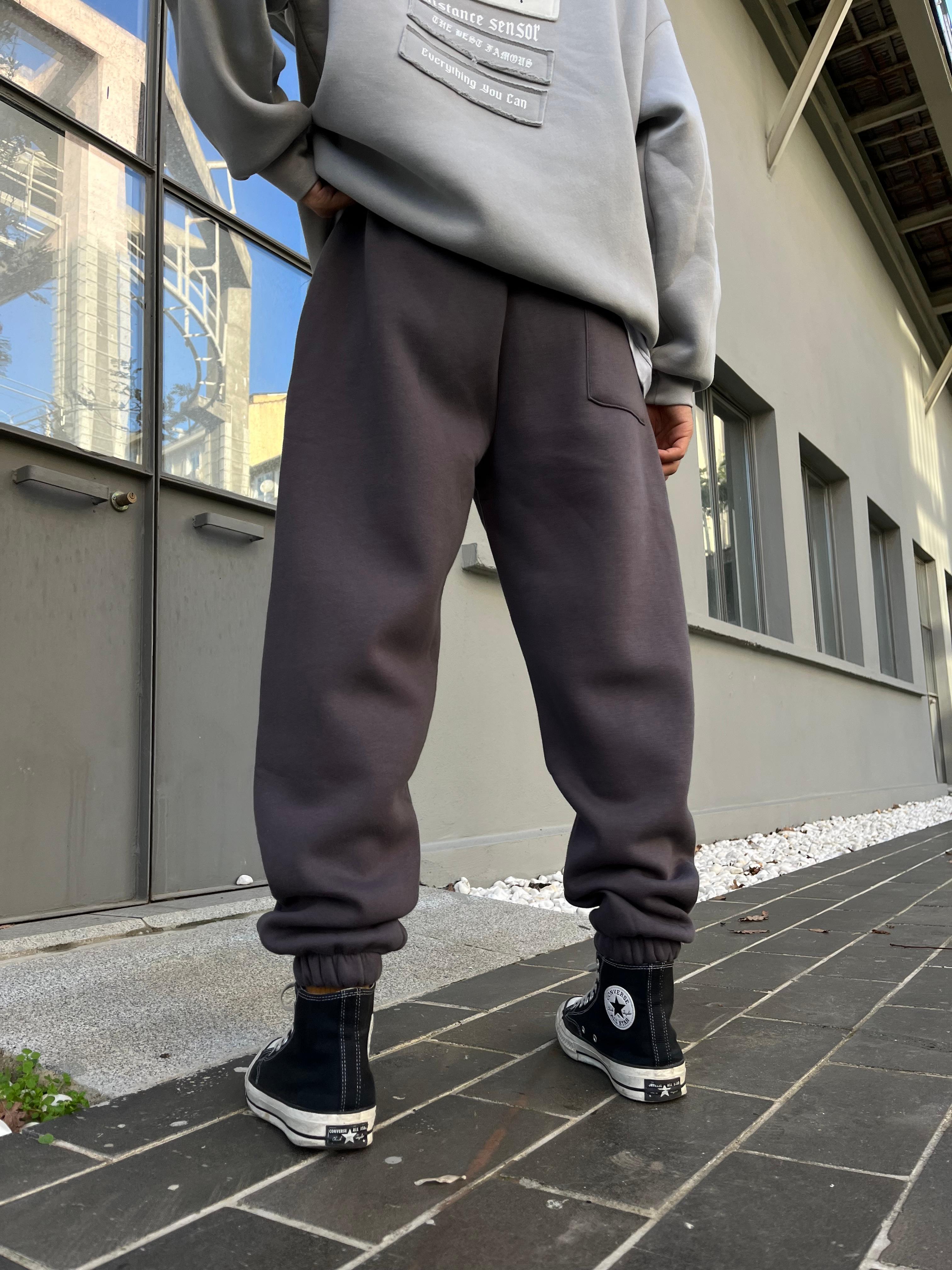 Şardonlu Jogger Füme Eşofman Altı