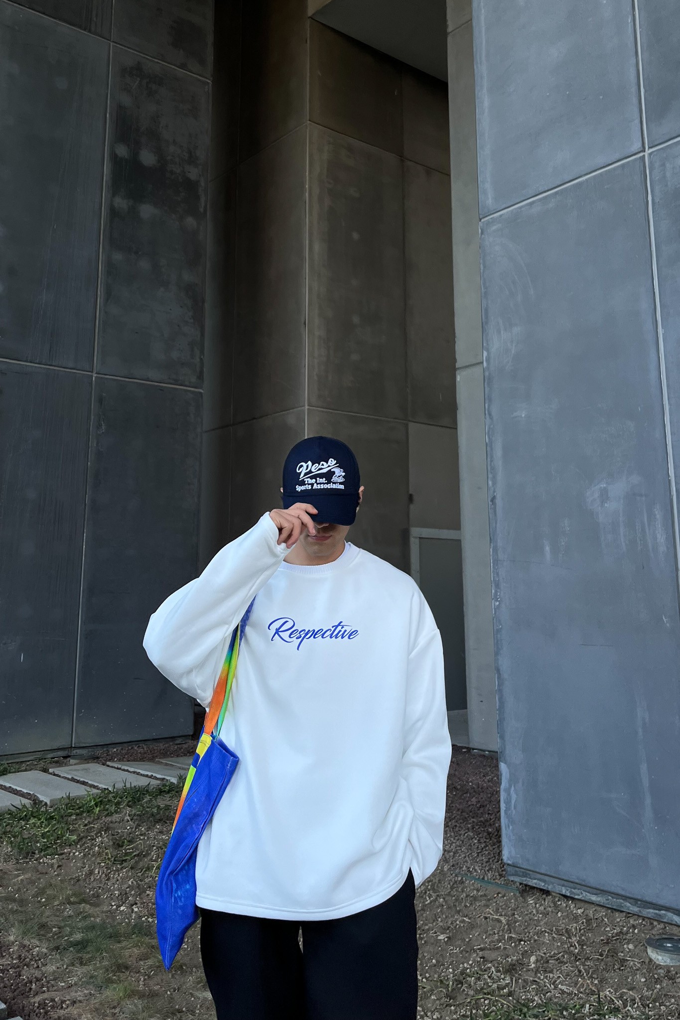 Respective Baskılı Ekru Oversize Sweatshirt