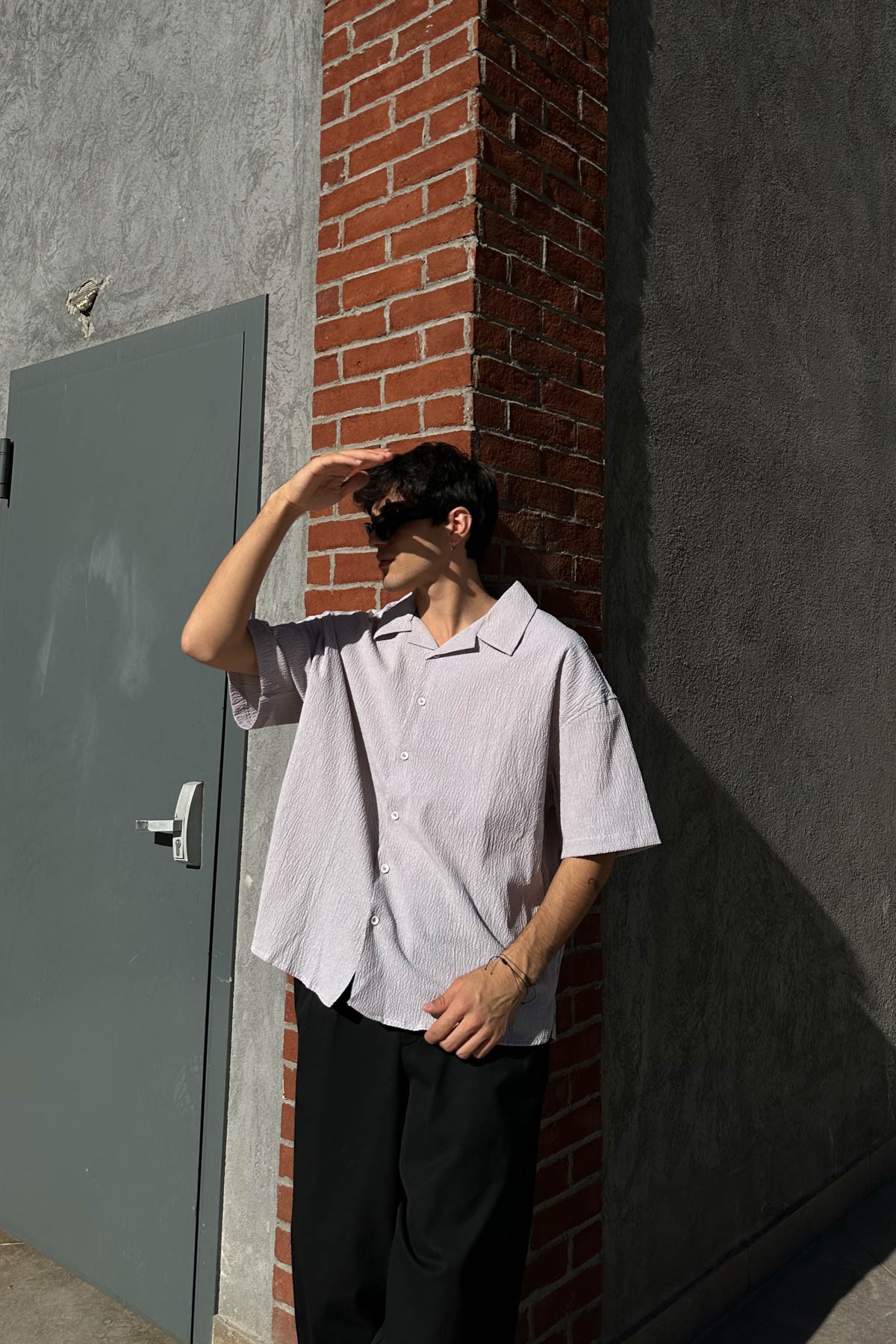 Liner Kısa Kol Oversize Krem Gömlek