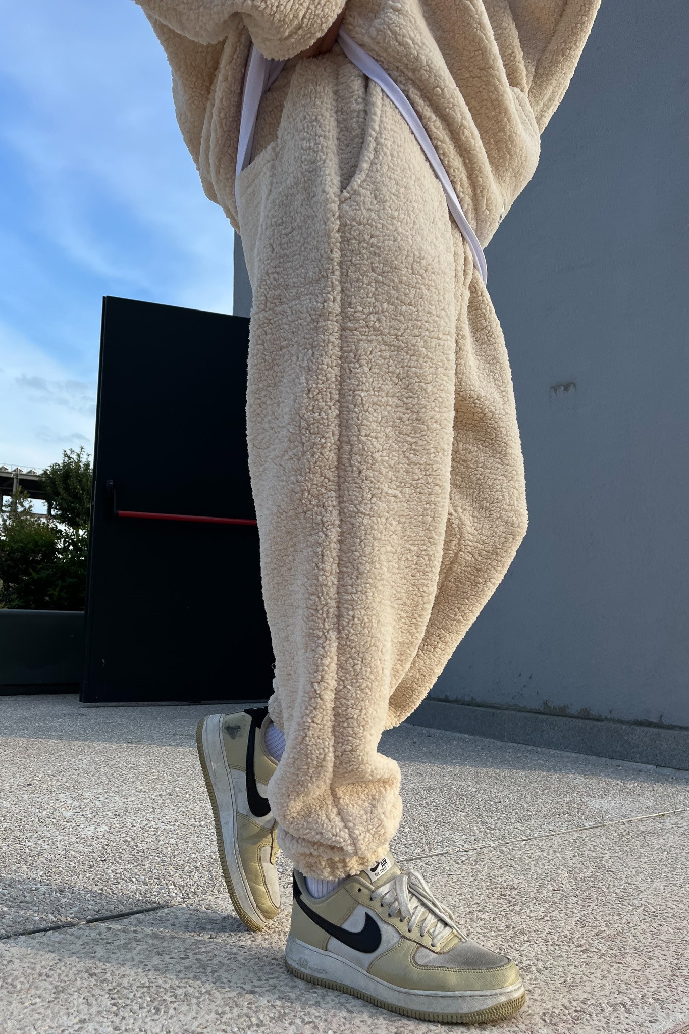 Oversize Fleece Bej Takım