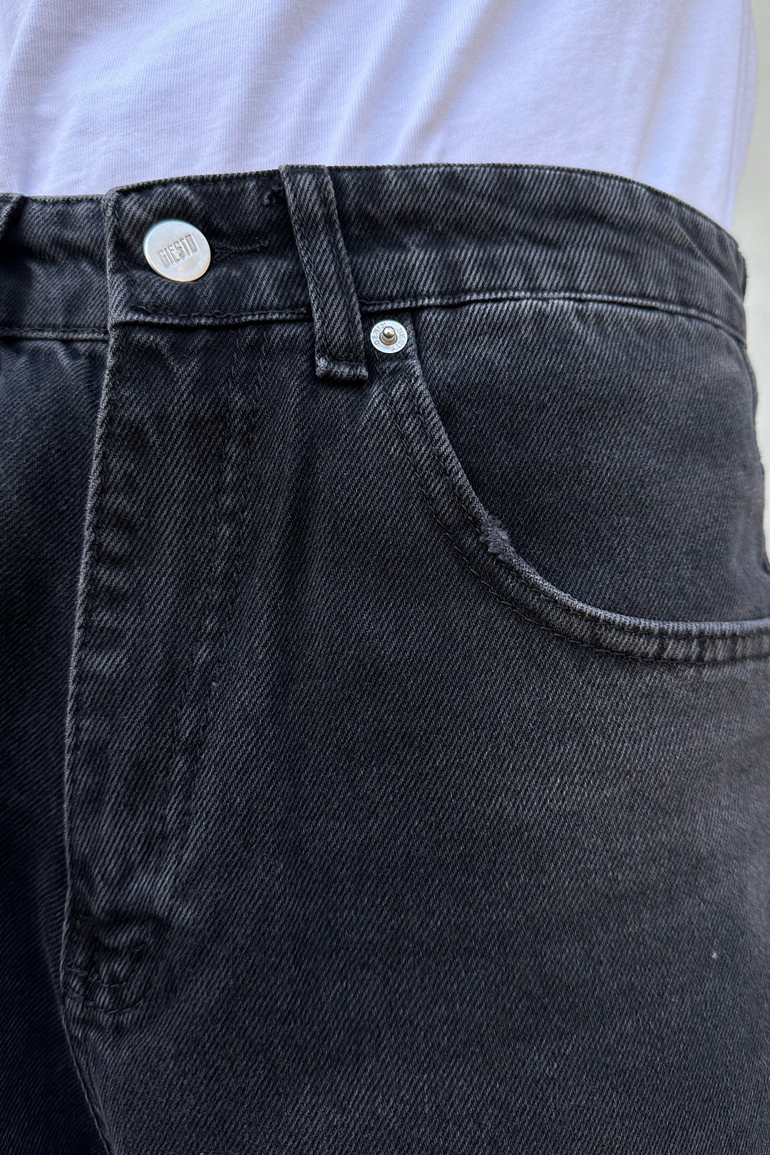 Line Siyah Baggy Jean Pantolon