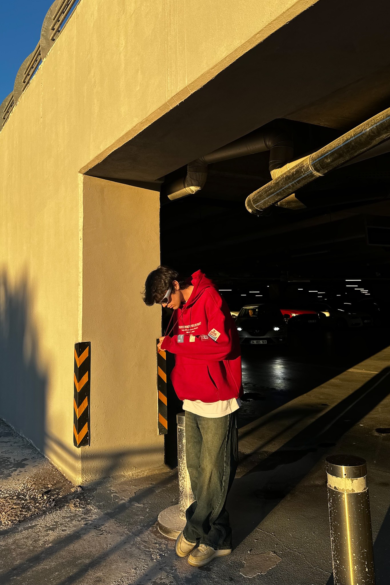 Baskılı 90's Oversize Bordo Hoodie