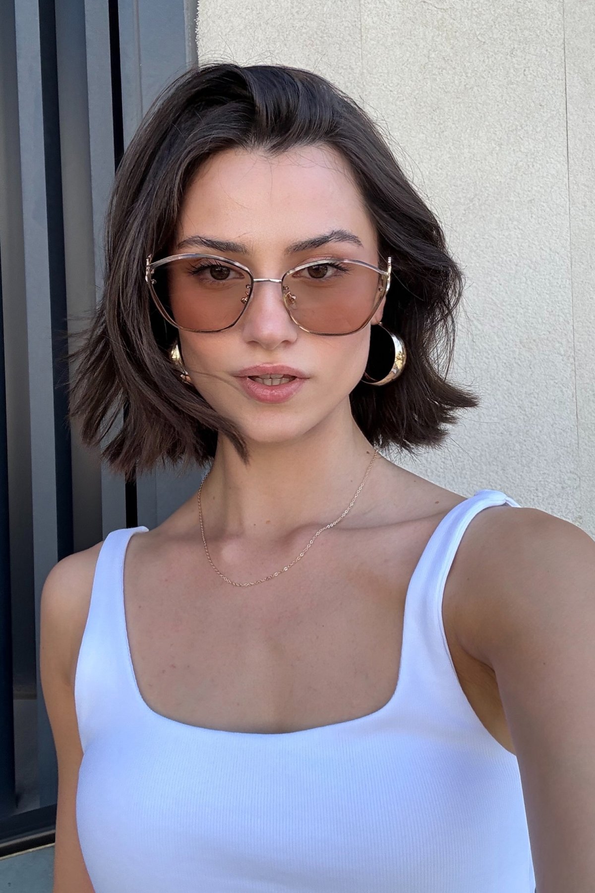 Kesik Cam Cat-Eye Miu Miu Gözlük Hardal