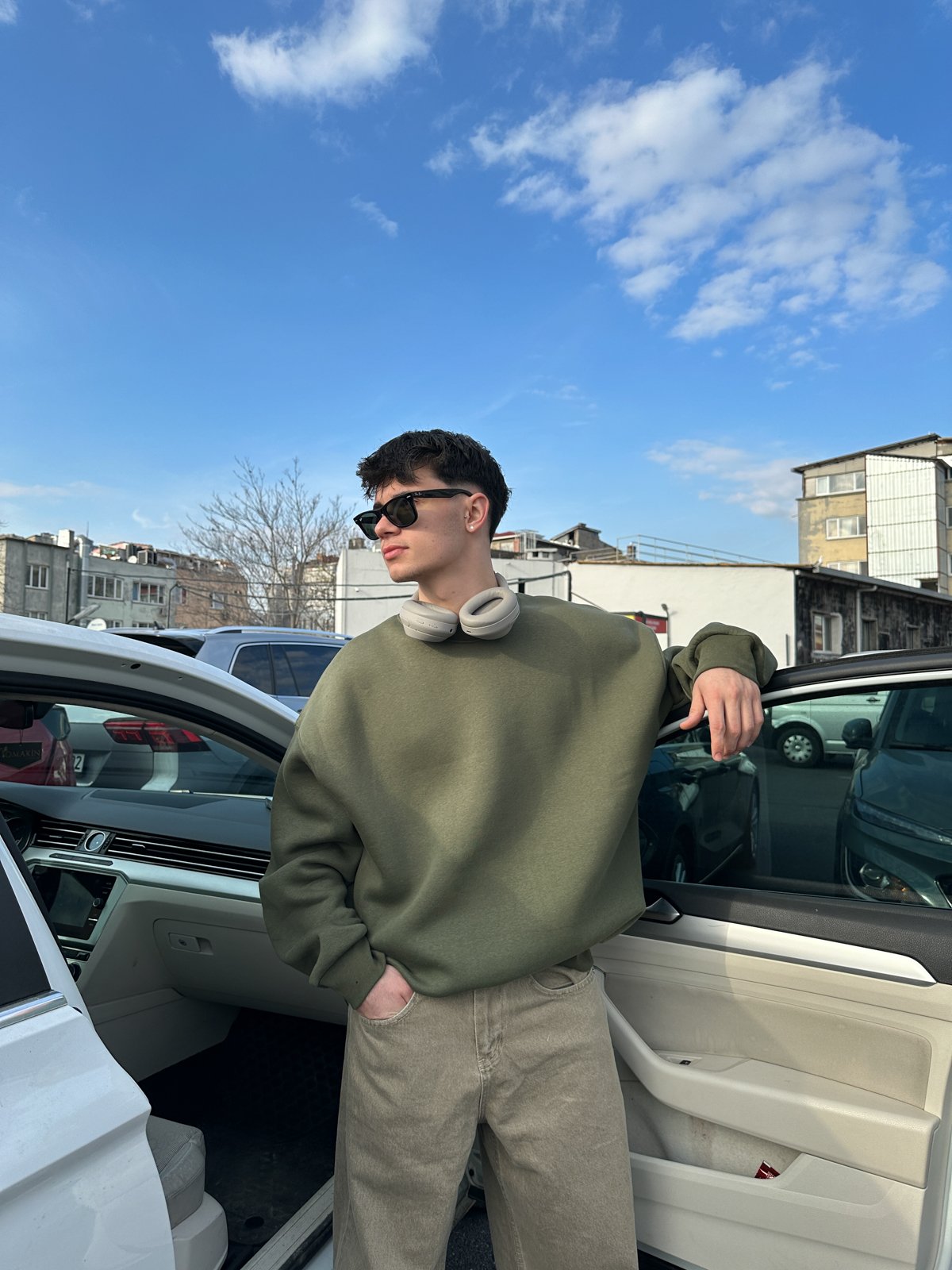 Oversize Basic Sweat - yeşil