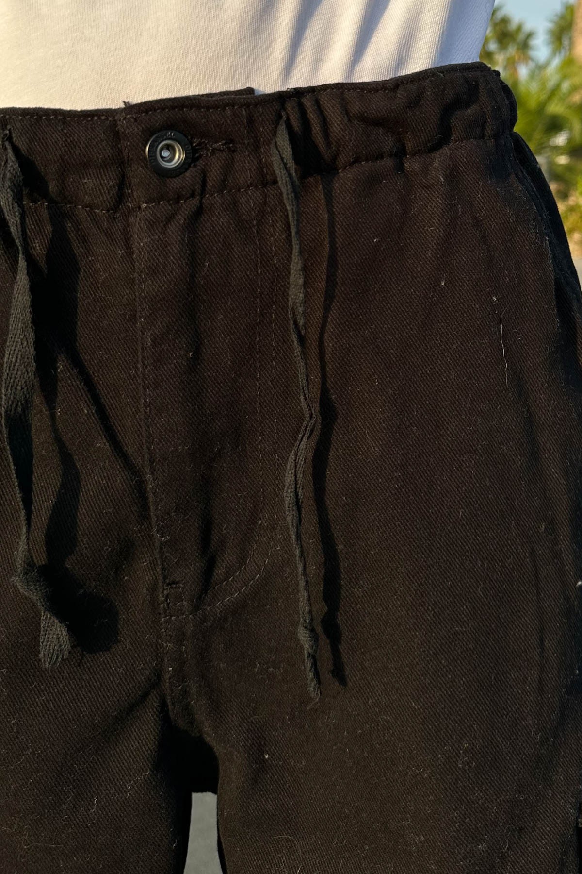 Kargo Cepli Ayarlanabilir Paça Siyah Pantolon