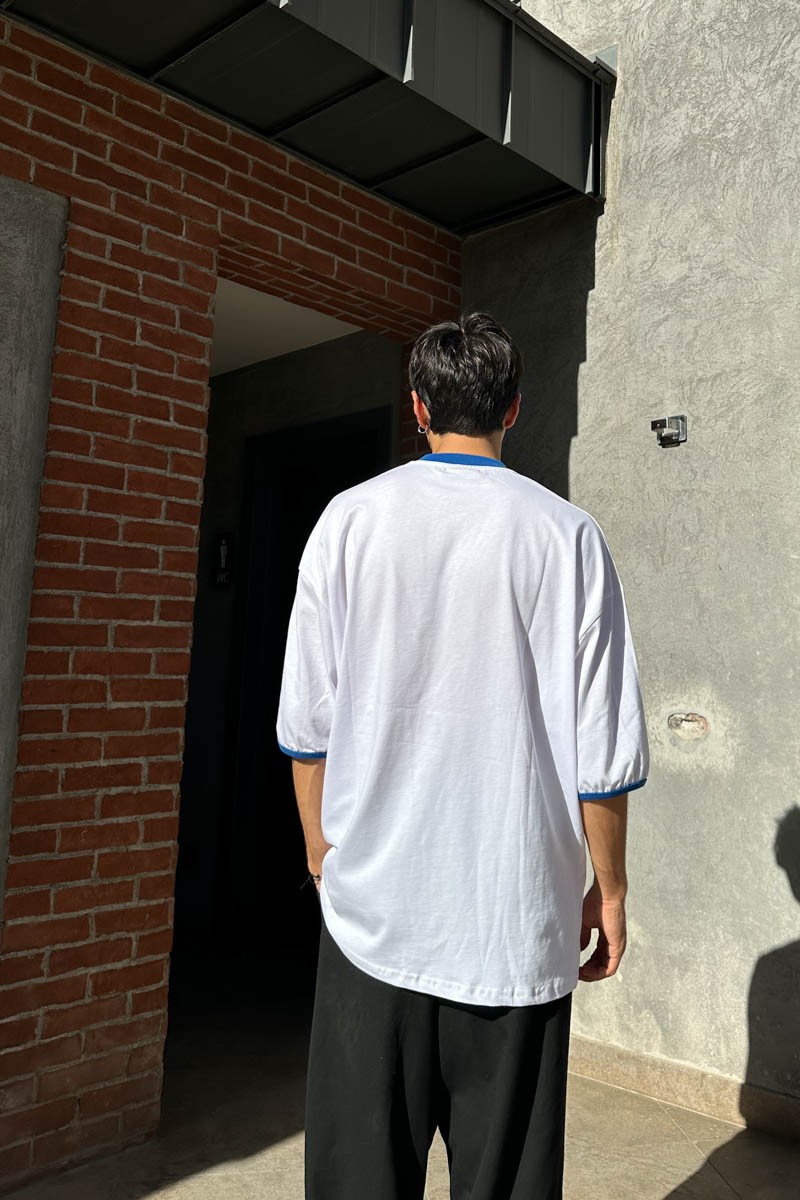 Actual Baskılı Oversize Beyaz T-shirt