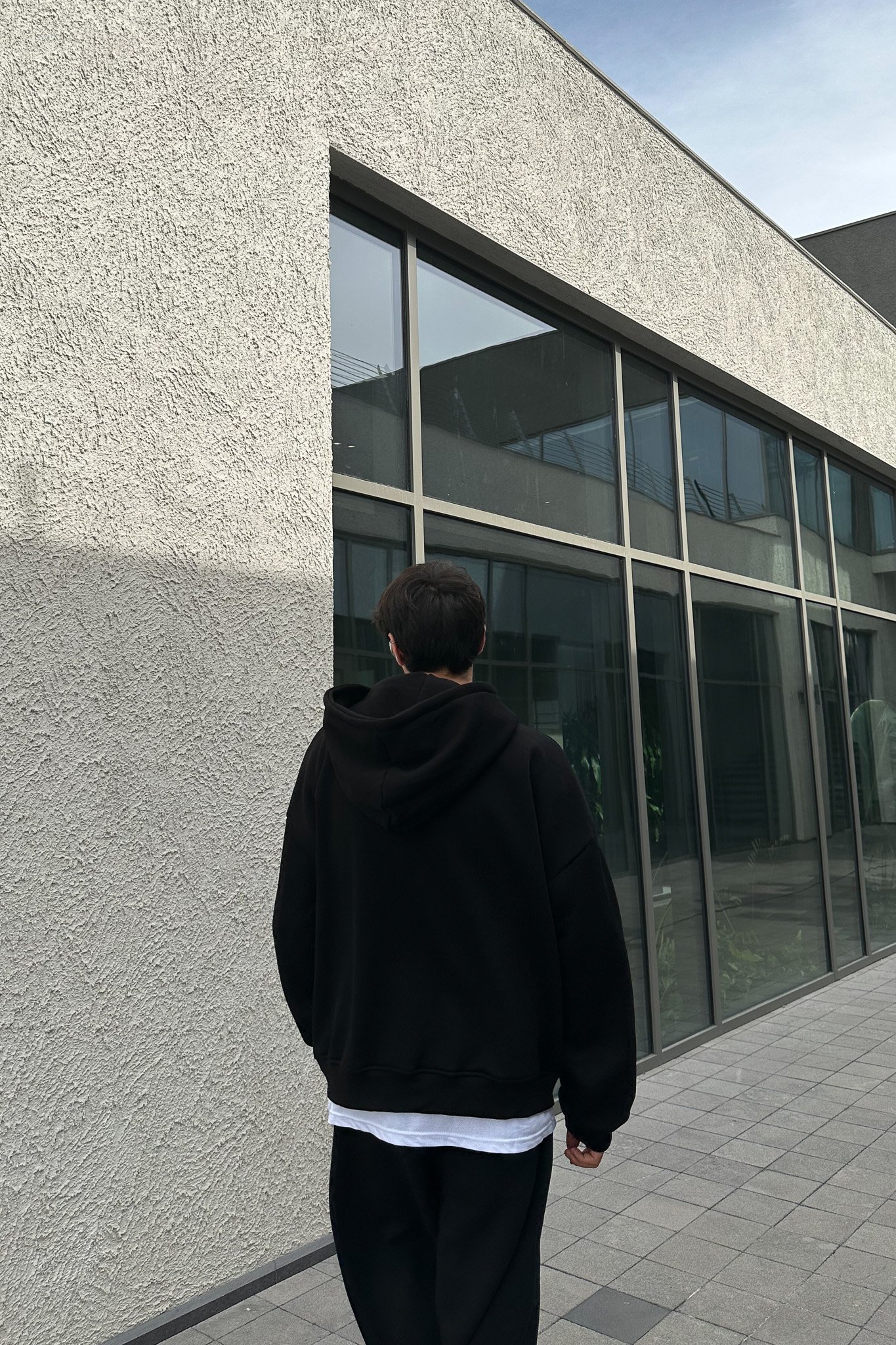 Worst Nakışlı Siyah Oversize Hoodie
