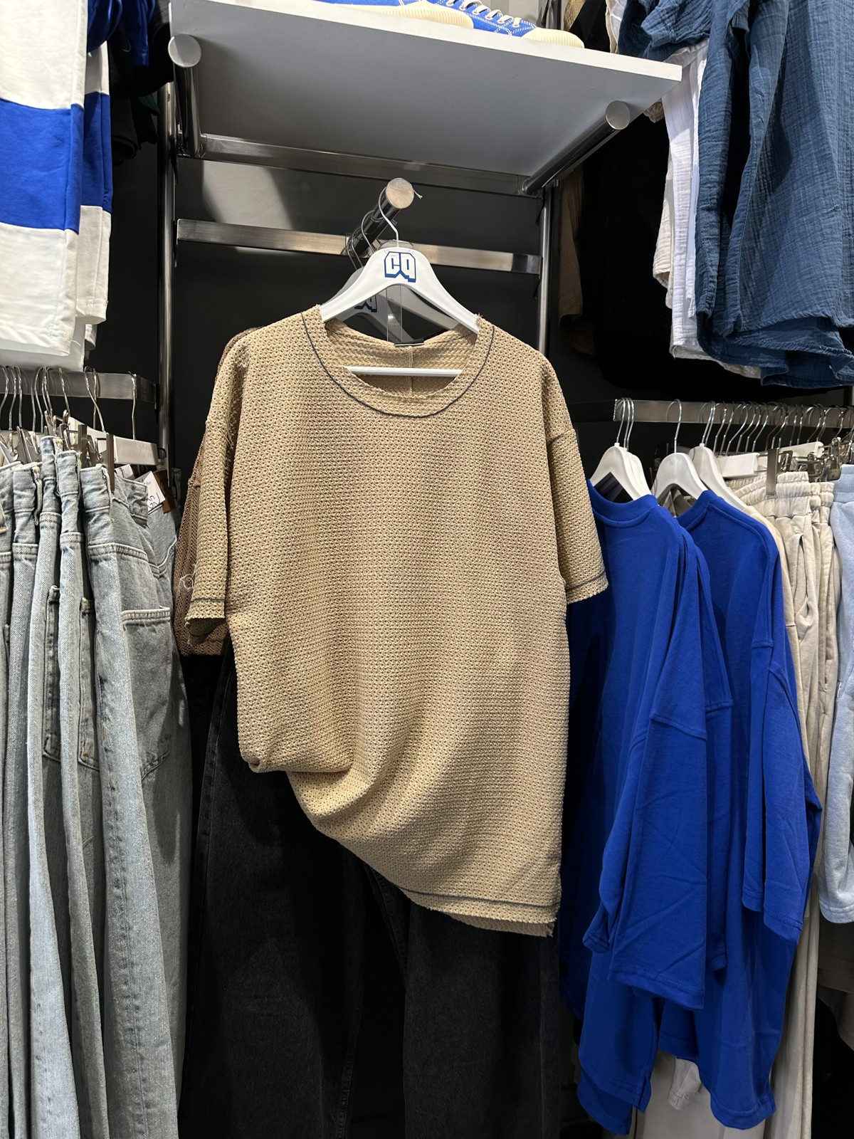 Şeritli Basic Kısa Kol T-shirt - Kahverengi