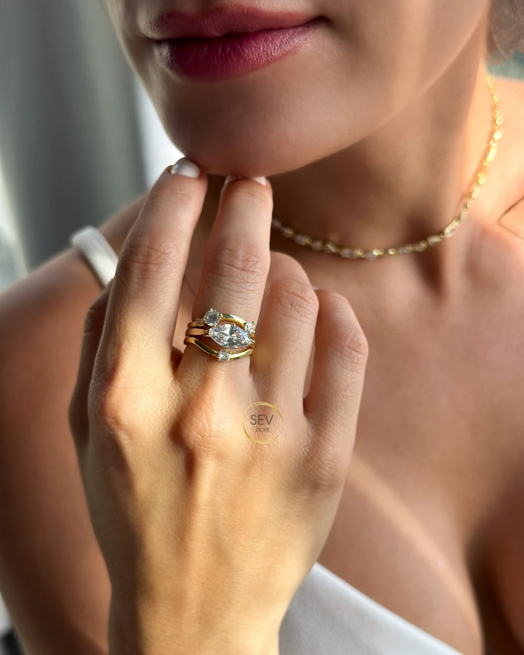 925 Gümüş | Taşlı Üç Set Yüzük