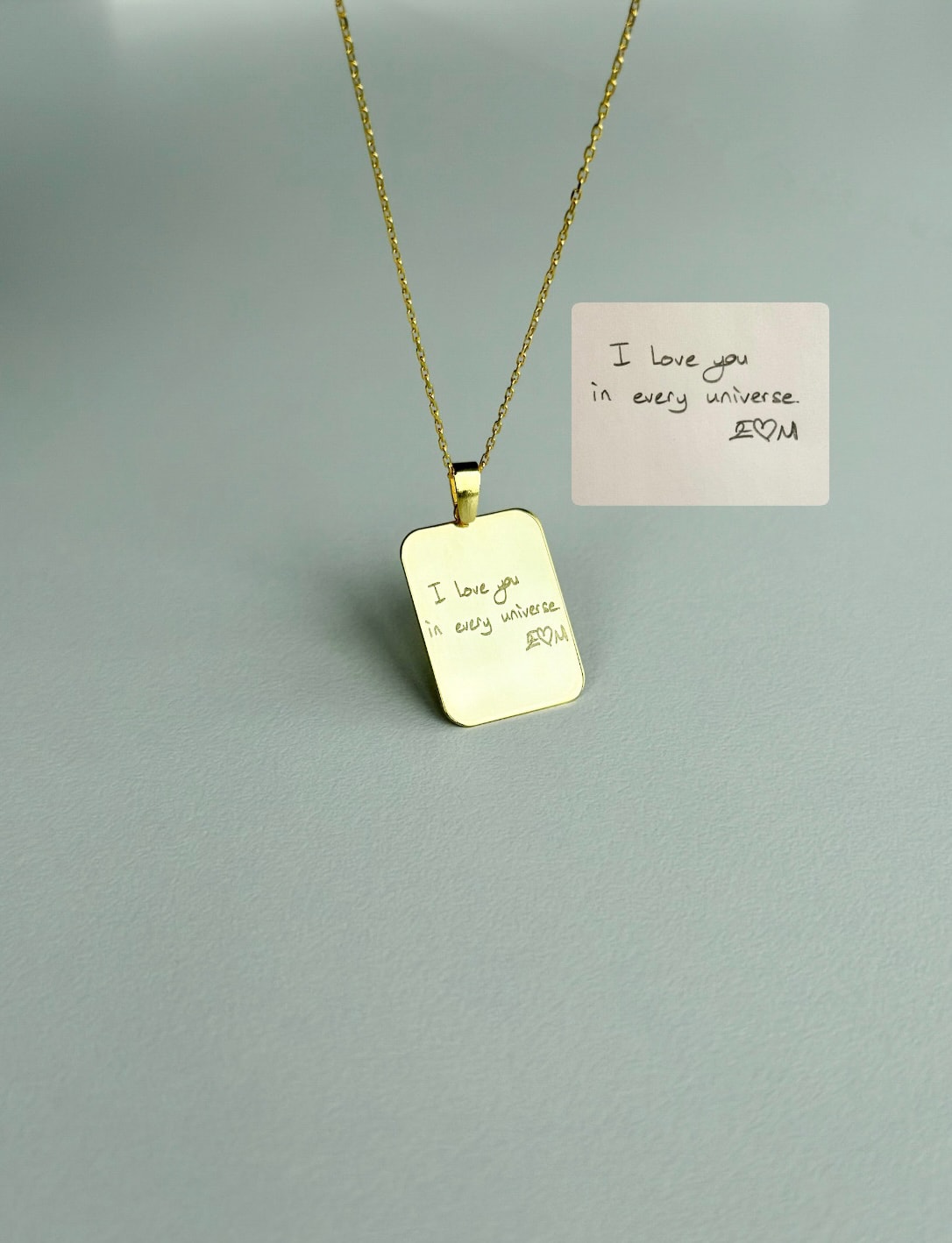 925 Gümüş | El Yazısı Plaka Kolye