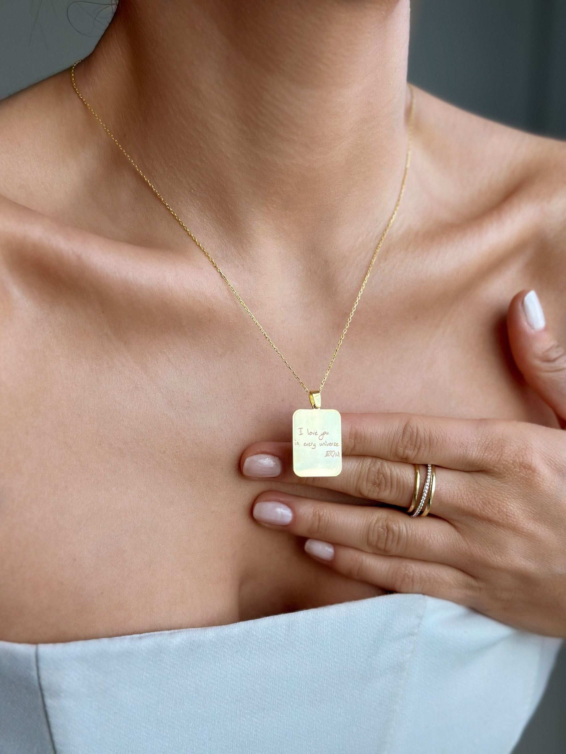 925 Gümüş | El Yazısı Plaka Kolye