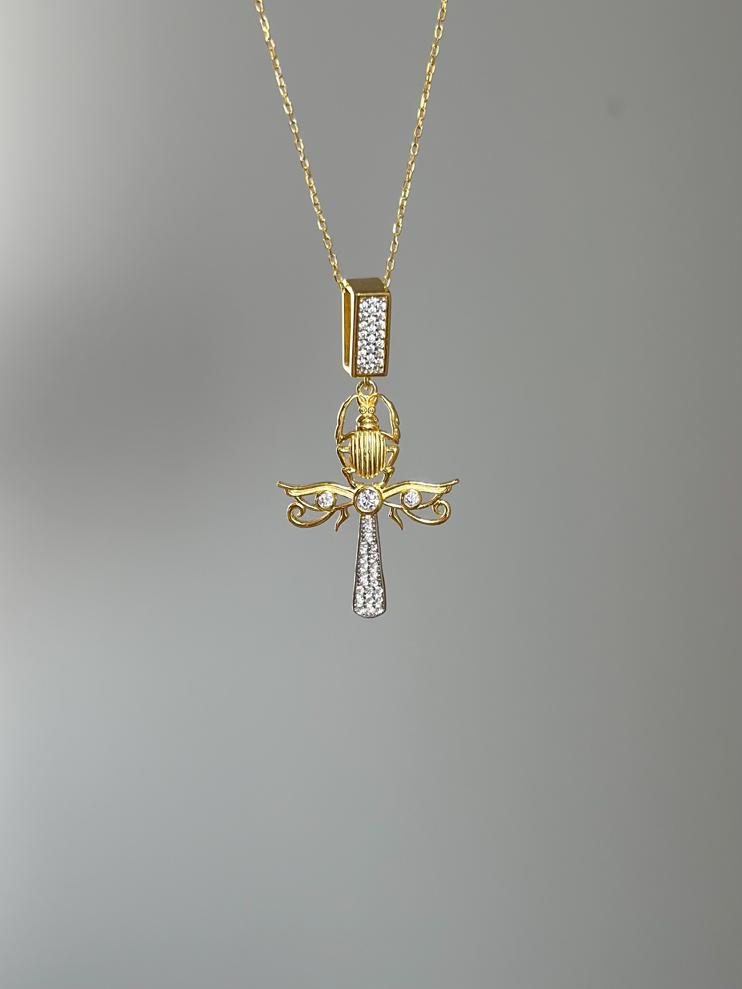 925 Gümüş | Scarab Ankh Kolye