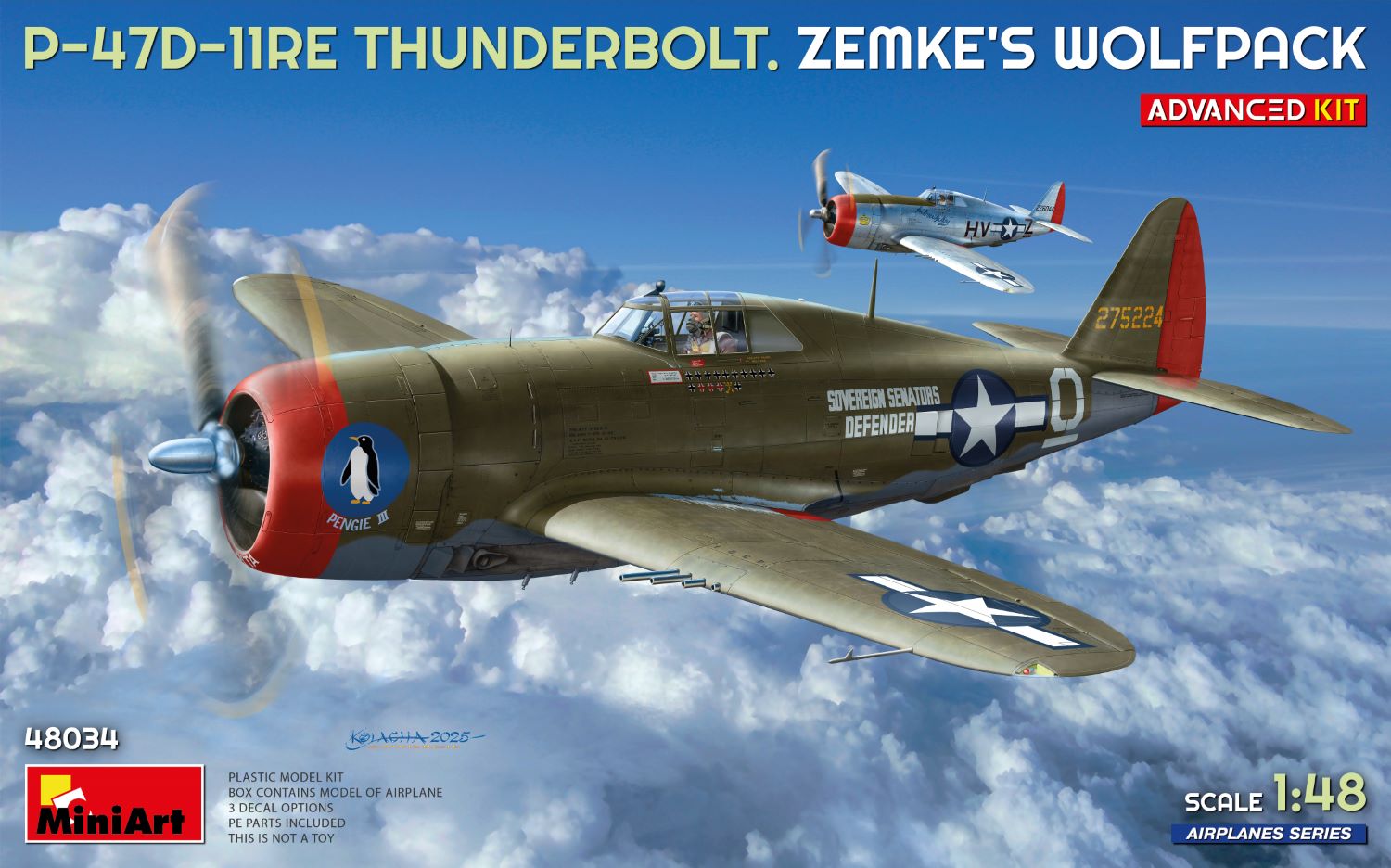 MiniArt 48034 1:48 P-47D-11RE Thunderbolt Maketi. Zemke's Wolfpack. Advanced Kit