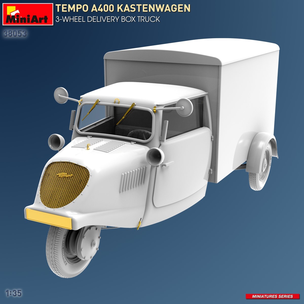 MiniArt 38053 1:35 Tempo A400 Kastenwagen 3 Tekerlekli Teslimat Kasa Kamyonu