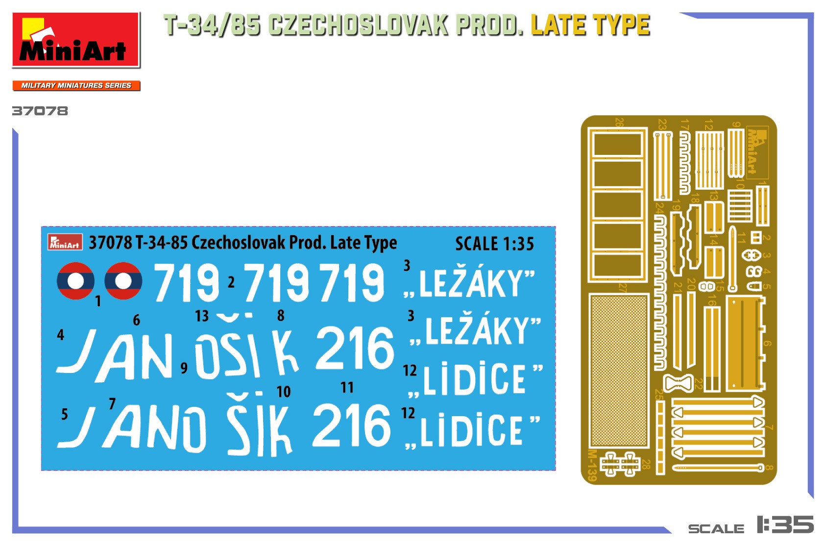 MiniArt 37078 1:35 T-34-85 Çekoslovak Üretimi Son Tip Tank Maketi