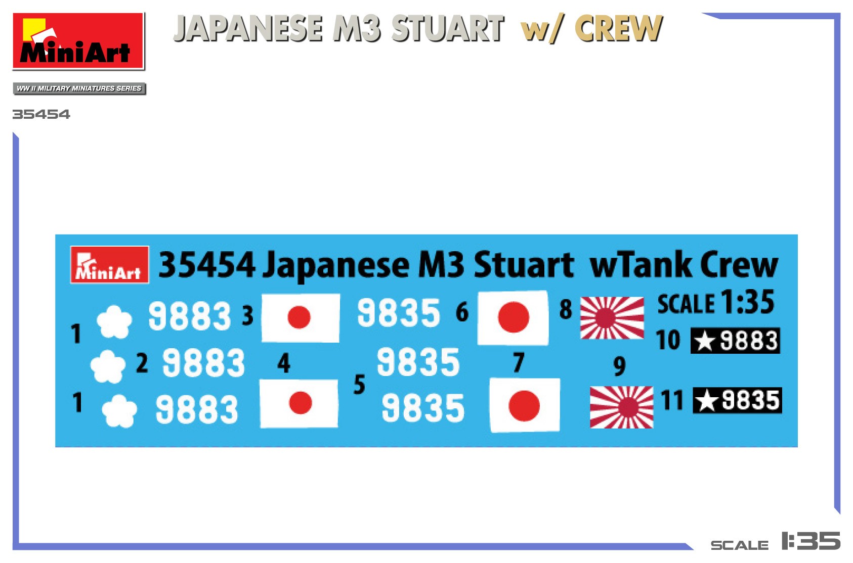 MiniArt 35454 1:35 Japon M3 Stuart, Mürettebatla birlikte