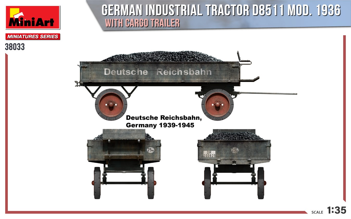 MiniArt 38033 1:35 Alman Endrüstriyel Traktör D8511. 1936 Model Taşıma Aracı ile birlikte(1 adet figür)