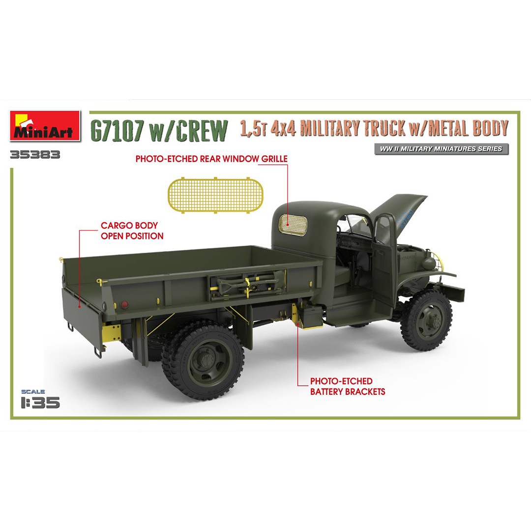 MiniArt 35383 1:35 G7107 1,5t 4x4 Metal Kamyon Mürettebat ile birlikte