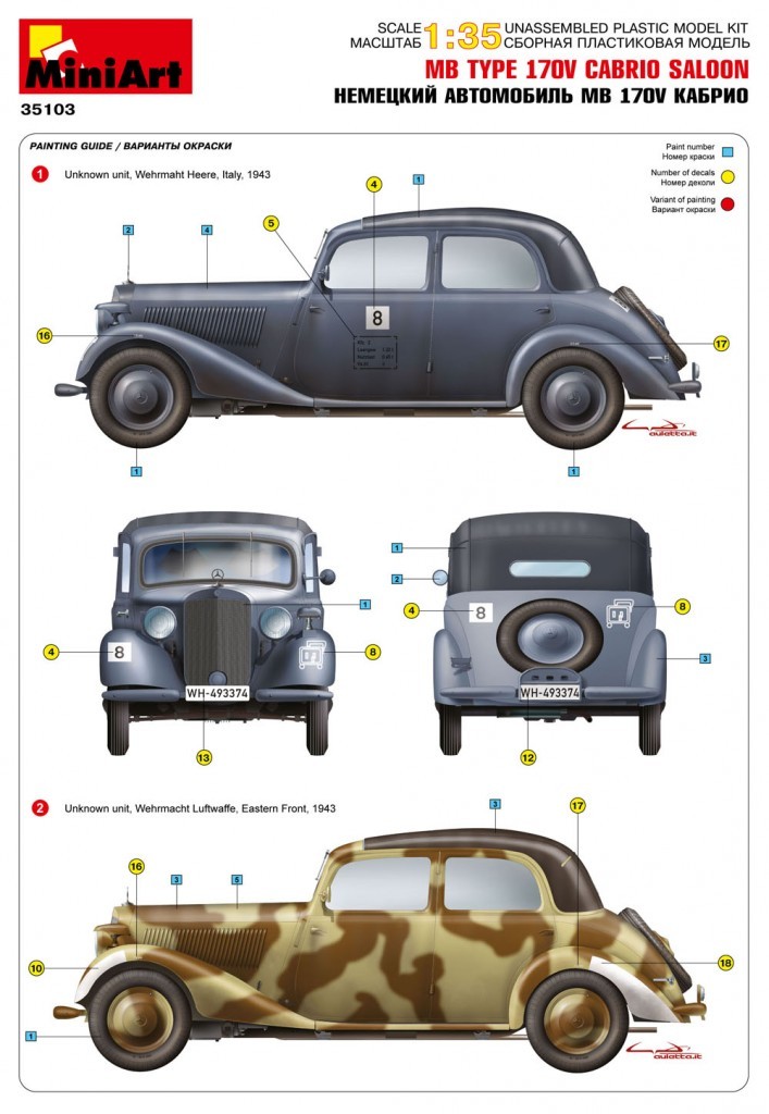 MiniArt 35103 1:35 MB TYPE 170V Cabrio Araba