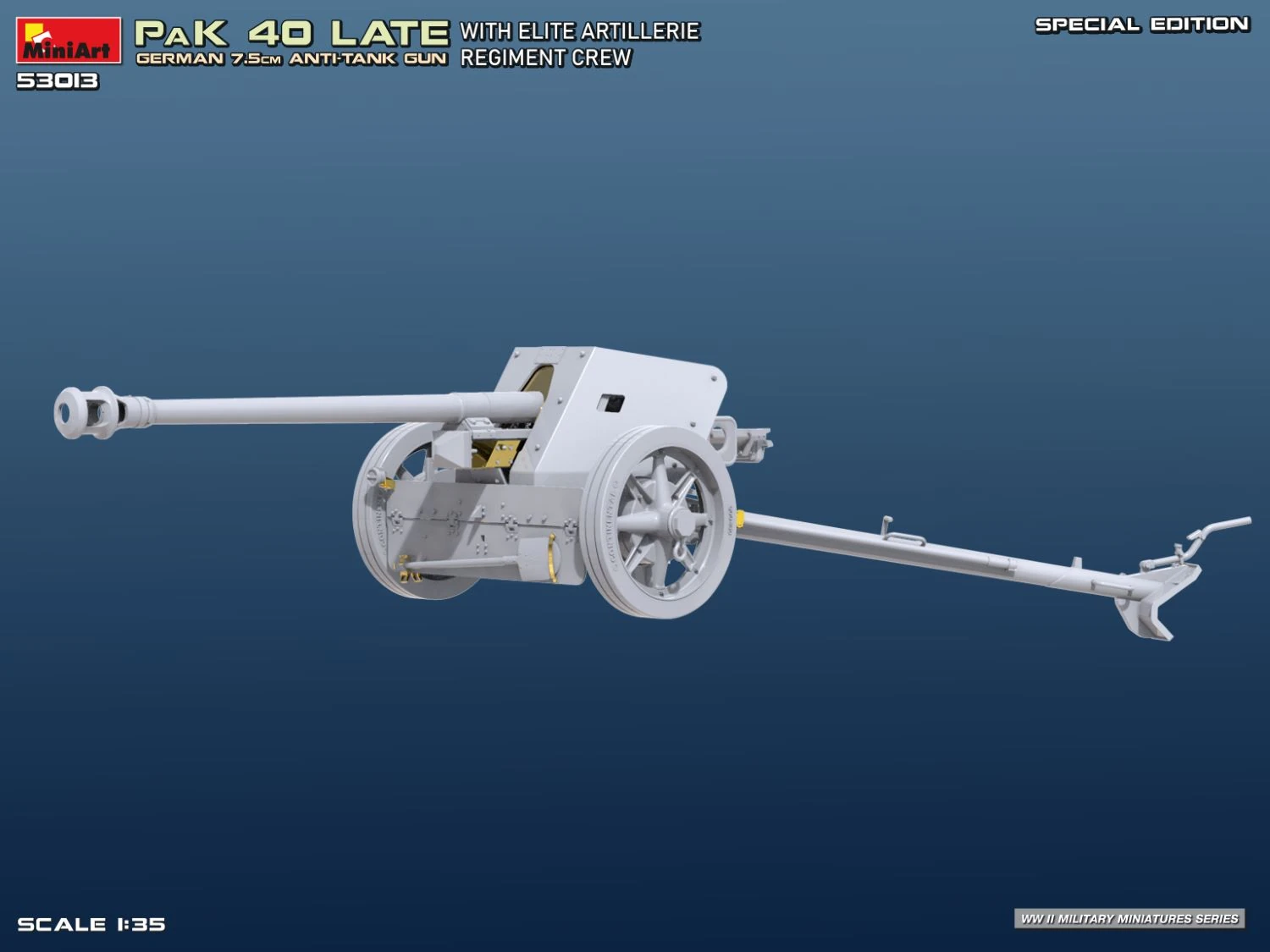 MiniArt 53013 1:35 Alman Geç Dönem 7,5 Cm Pak 40 Tanksavar Topu ve Elit Topçu Alayı Mürettebatı İle Özel Baskı