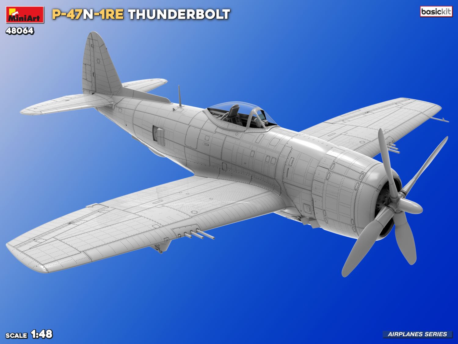 MiniArt 48064 1:48 P-47N-1RE Thunderbolt Maketi. Basic Kit