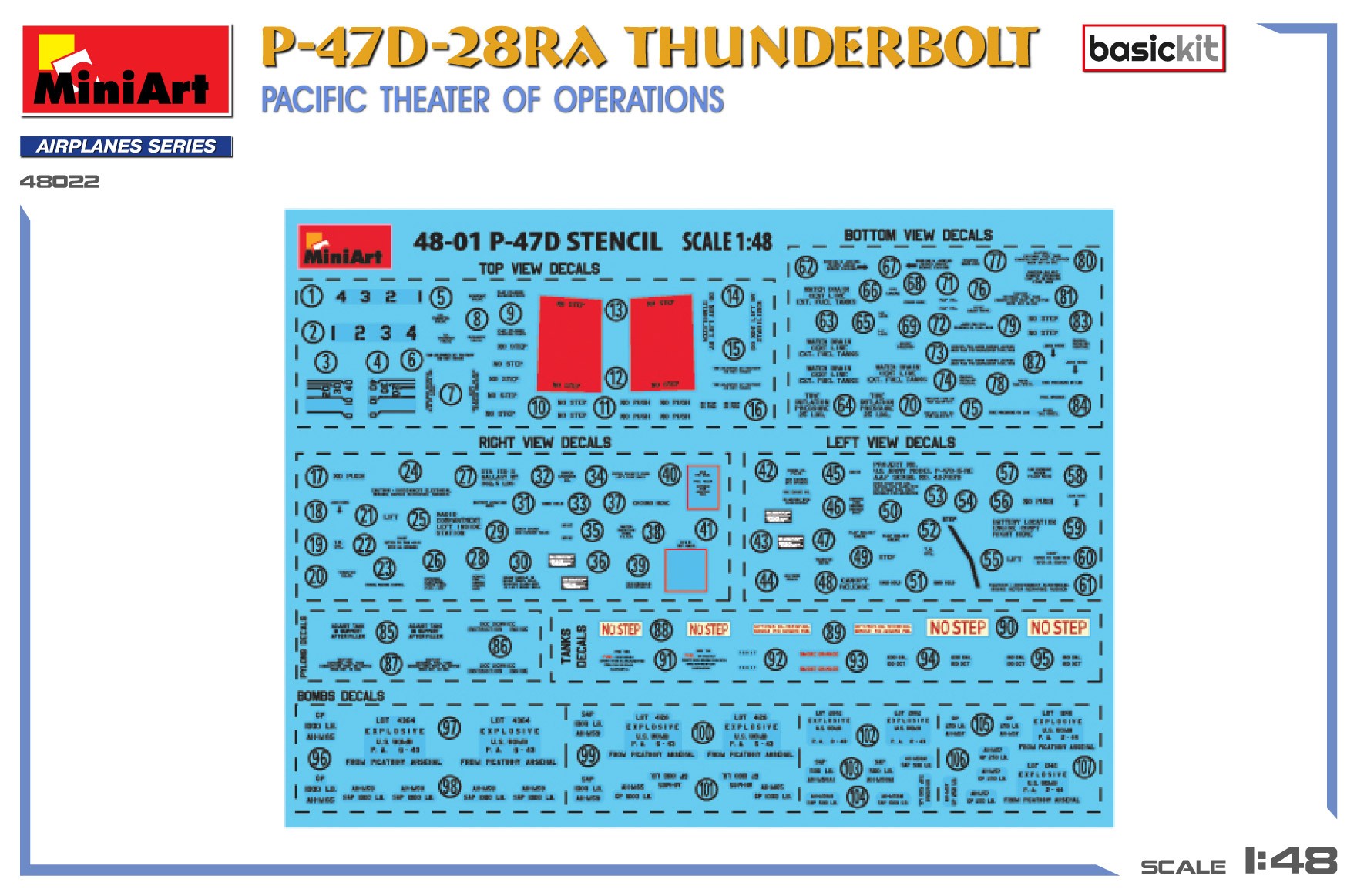 MiniArt 1:48 P-47D-28RE Thunderbolt Pasifik Harekat Sahnesi. Basic Kit.