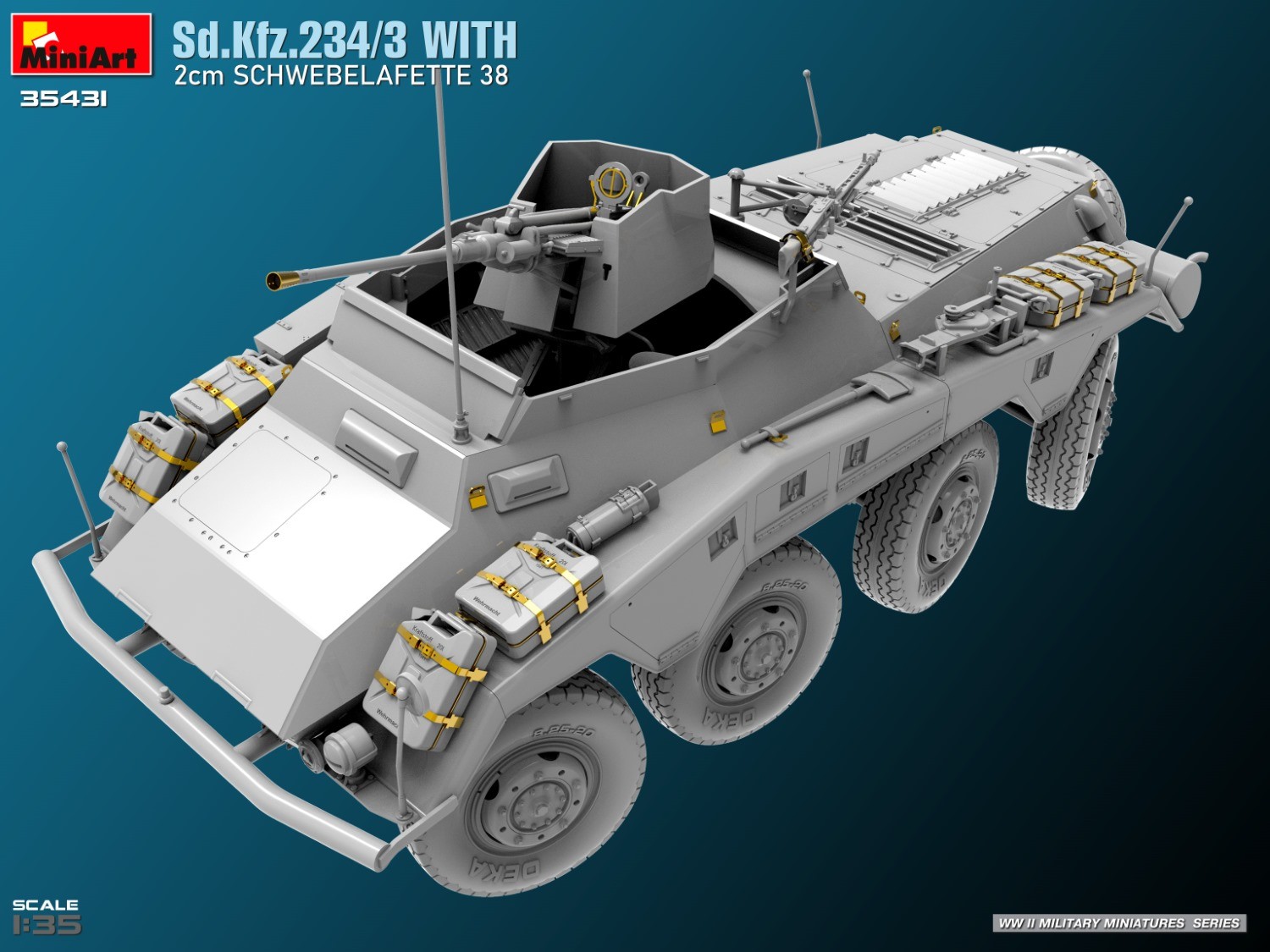 MiniArt 35431 1:35 Sd.Kfz.234/3 2cm Schwebelafette 38 ile