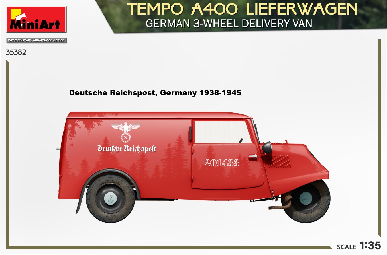 MiniArt 35382 1:35 Tempo A400 Lieferwagen. Alman-3 Tekerlekli Servis Aracı