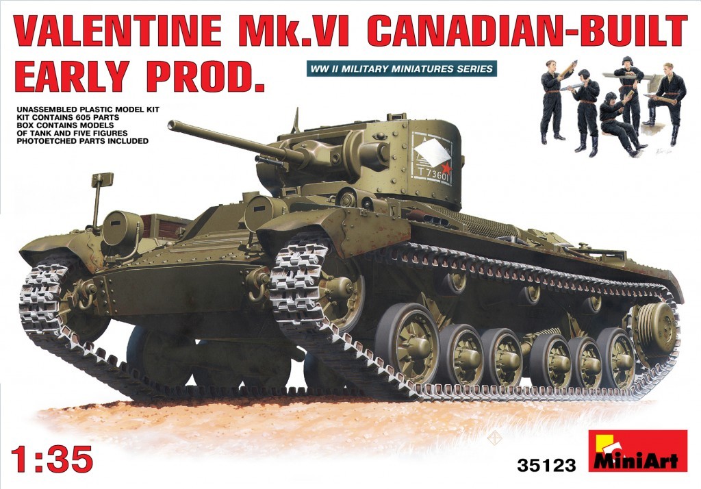 MiniArt 35123 1:35 Valentine Mk 6. Kanada -built Early Prod.