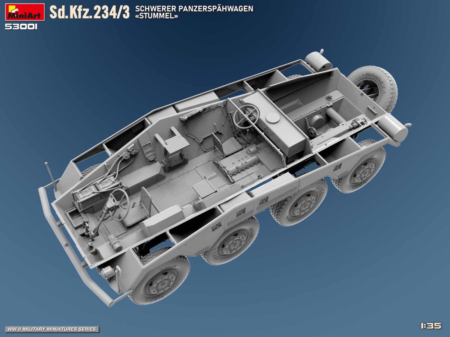MiniArt 53001 1:35 Sd.Kfz.234/3 Ağır Zırhlı Keşif Aracı «Stummel»
