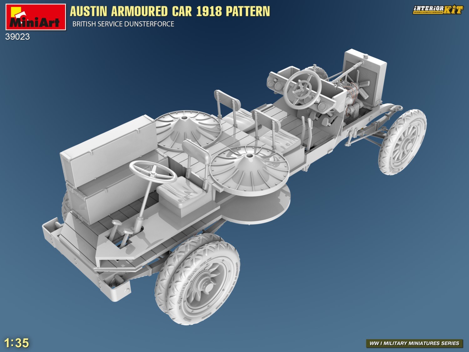 MiniArt 39023 1:35 Austin Zırhlı Araç 1918 Desenli İngiliz Servis. Dunsterforce. Interior Kit