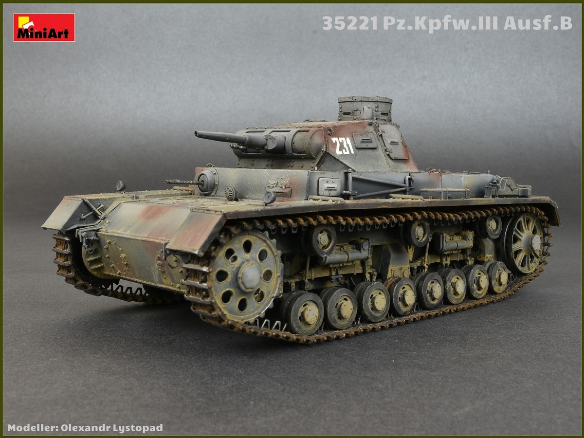 MiniArt 35221 1:35 Pz.Kpfw.3 Ausf.B. Mürettebat ile birlikte