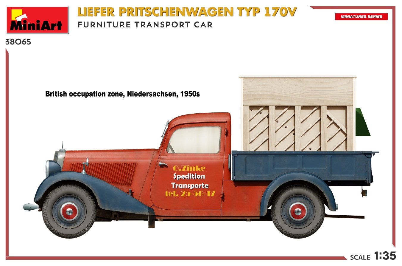 MiniArt 38065 1:35 Liefer Pritschenwagen Tip 170V Mobilya Nakliye Aracı