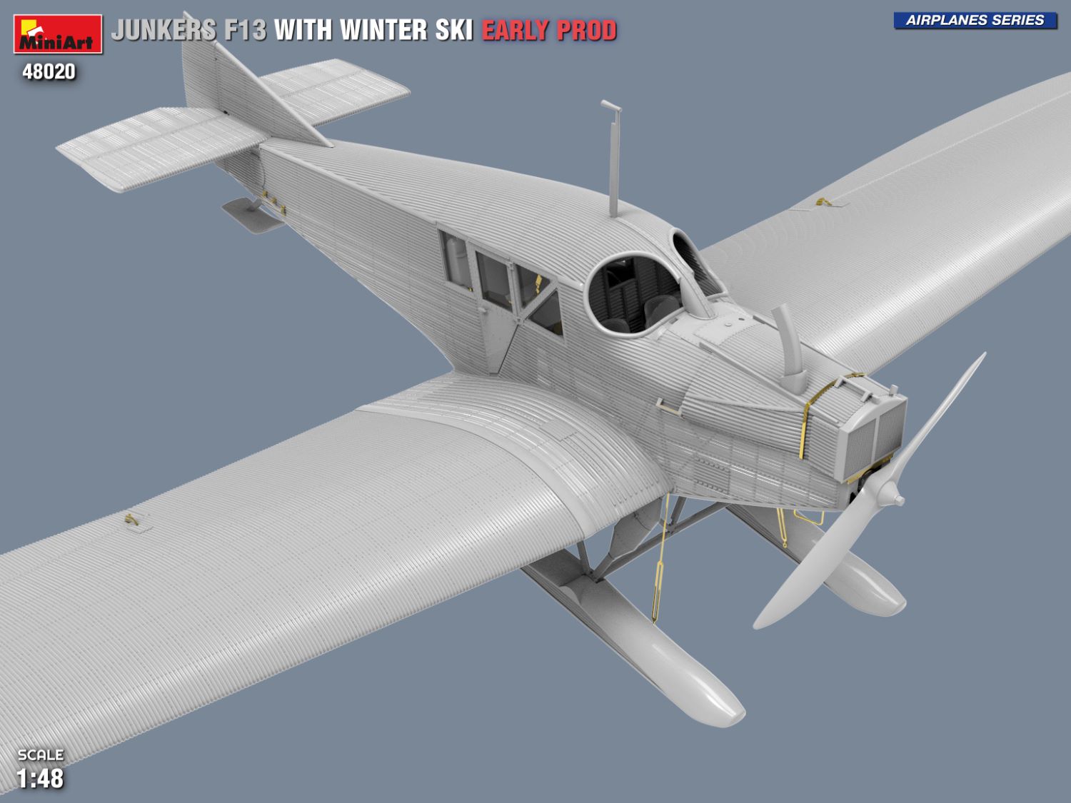MiniArt 48020 1:48 Junkers F13 Kış Kayaklı Junkers Maketi. Early Prod.