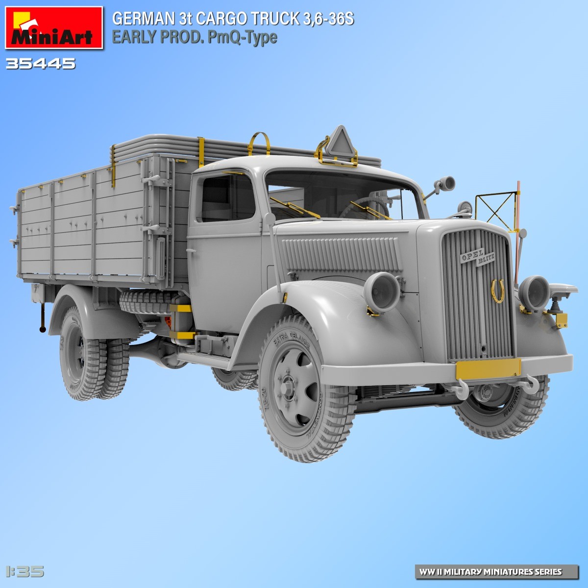 MiniArt 35445 1:35 Alman 3t Nakliye Kamyonu 3,6-36S İlk Üretim. PmQ-Tipi