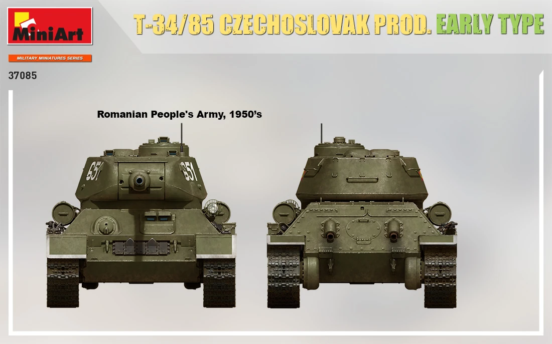 MiniArt 37085 1:35 T-34/85 Çekoslovakya Üretimi/İlk Model